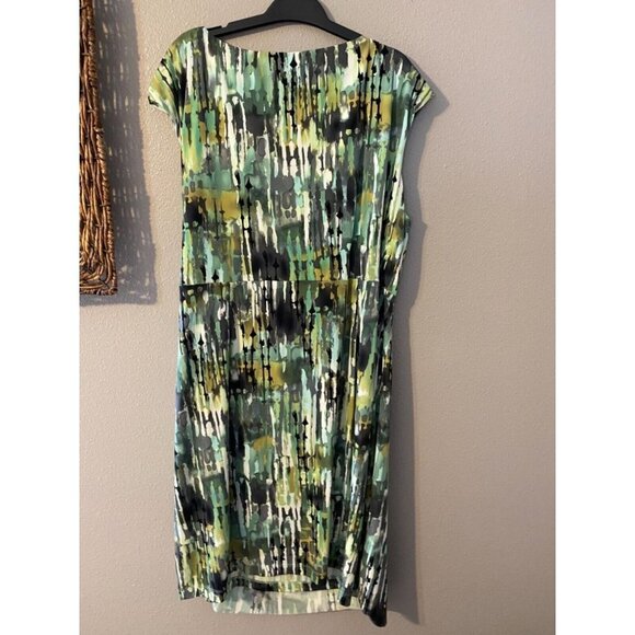 Connected Dress Green Gray Yellow Black 24W Career Church Stretch Sheath - Picture 6 of 7